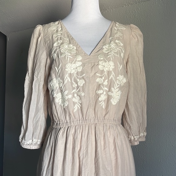 🆕NWT Lucky Brand Embroidered 3/4 Sleeves Tiered V-Neck MIDI Dress - Picture 7 of 11